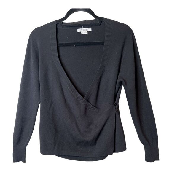Ann Trinity Women’s Long Sleeve Wool Blend Wrap Sweater Size Medium - Picture 1 of 10